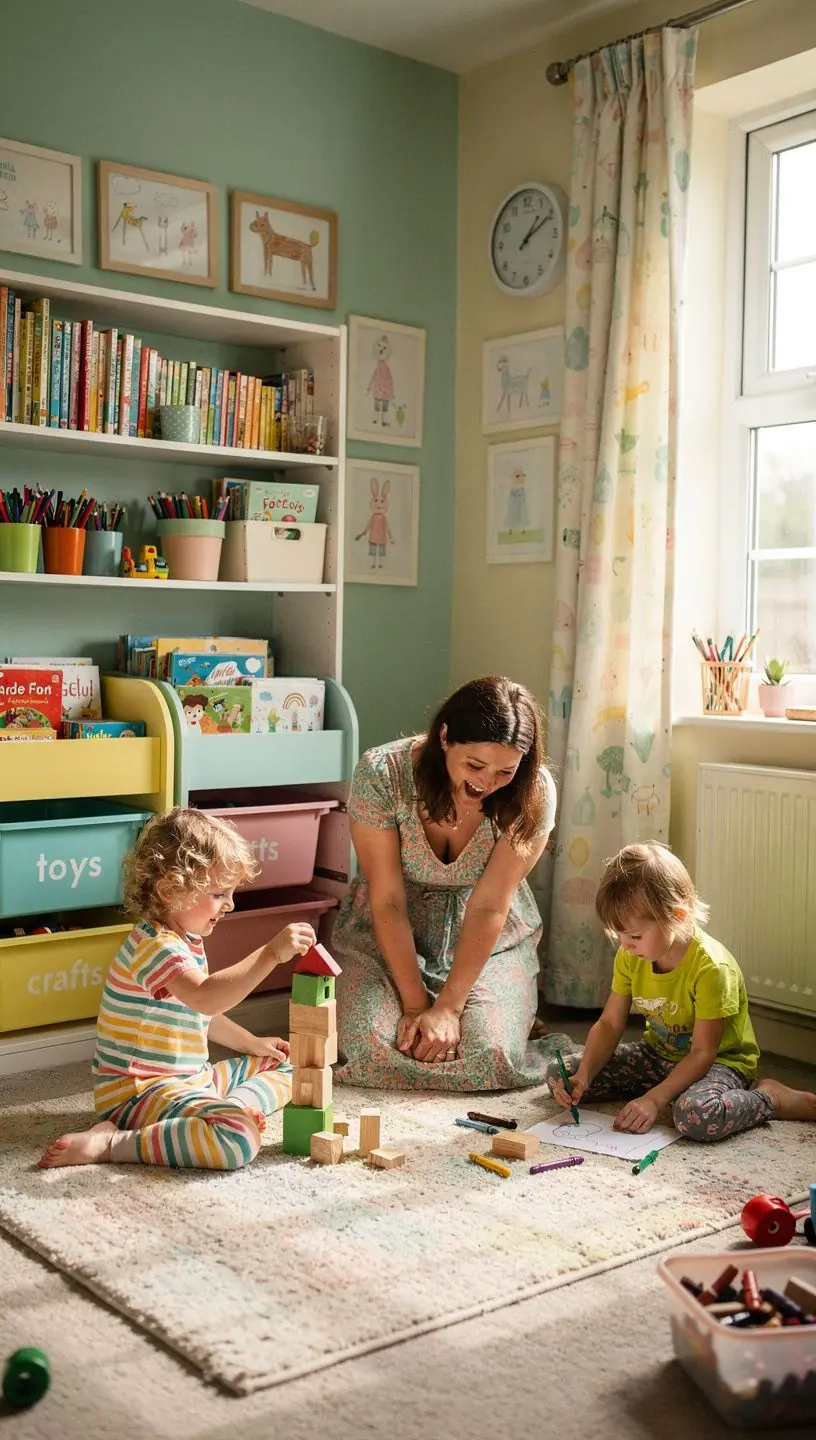 An open-plan kitchen area with clever cabinetry and ambient lighting creating a warm atmosphere.